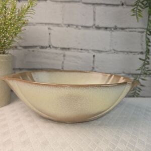 FRANKOMA POTTERY OVAL SERVING BOWL #201 BROWN GLAZE VINTAGE TAN CLAY EUC